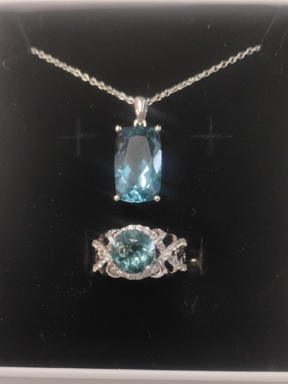Blue Topaz And Sterling Set